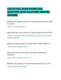 LDR ACTUAL EXAM PAPER 2026 QUESTIONS WITH SOLUTIONS VERIFIED ANSWERS