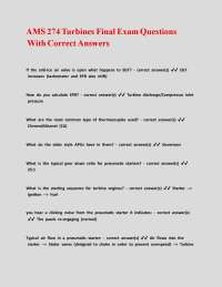 AMS 274 Turbines Final Exam Questions With Correct Answers