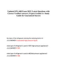 Updated EPA 608 Exam 2025 | Latest Questions with Correct Verified Answers | Expert Grade