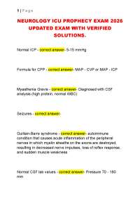NEUROLOGY ICU PROPHECY EXAM 2026 UPDATED EXAM WITH VERIFIED SOLUTIONS.