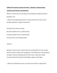 CHEM 219 Principles of Organic Chemistry – Modules 1–8 Exam Review.