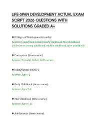 LIFE-SPAN DEVELOPMENT ACTUAL EXAM SCRIPT 2026 QUESTIONS WITH SOLUTIONS GRADED A+