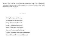 NORTH CAROLINA INTERIOR DESIGN LICENSING EXAM –QUESTIONS AND CORRECT ANSWERS (VERIFIED ANS