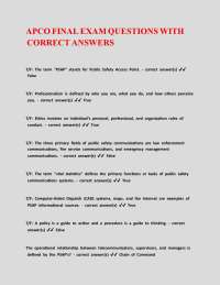 APCO FINAL EXAM QUESTIONS WITH CORRECT ANSWERS ,