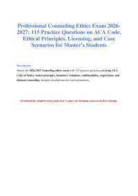 Counseling Ethics Exam 2026-2027 Practice Test