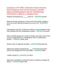 Louisiana 3-45 HVAC Contractor Exam Practice Test Questions And Correct Answers (Verifie,