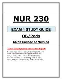 NUR 230 Exam 1 Study Guide (PDF) | OB/Peds | 2026 Review