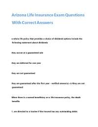 Arizona Life Insurance Exam Questions With Correct Answers