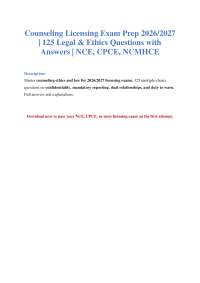 Counseling Ethics Exam 2026-2027: 125 Questions