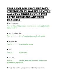 TEST BANK FOR ABSOLUTE JAVA 6TH EDITION BY WALTER SAVITCH 2026 JAVA PROGRAMMING TEST PAPER