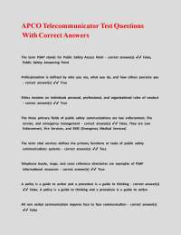 APCO Telecommunicator Test Questions With Correct Answers
