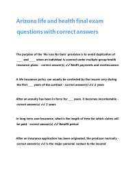 Arizona life and health final exam questions with correct answers