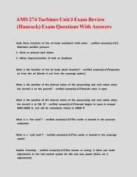AMS 274 Turbines Unit 3 Exam Review (Hancock) Exam Questions With Answers.