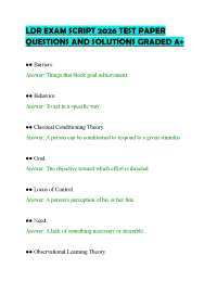 LDR EXAM SCRIPT 2026 TEST PAPER QUESTIONS AND SOLUTIONS GRADED A+