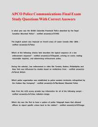APCO Police Communications Final Exam Study Questions With Correct Answers