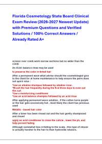 Florida Cosmetology State Board Clinical Exam Review (2026-2027) with Questions & Answers