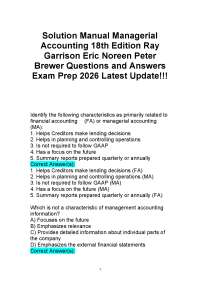 Solution Manual Managerial Accounting 18th Edition Ray Garrison Eric Noreen Peter Brewer