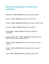 AQA GCSE Geography paper 2 Key Words With explanations