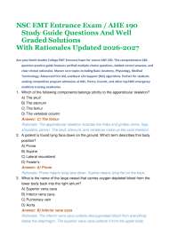 NSC EMT Entrance Exam / AHE 190 Study Guide Questions And Well Graded Solutions With Rati