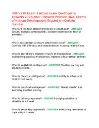HDFS 210 Exam 3 Actual Exam Questions & Answers 2026/2027 | Newest Practice Q&A, Exams of