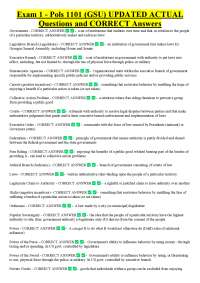 Exam 1 - Pols 1101 (GSU) UPDATED ACTUAL Questions and CORRECT Answers