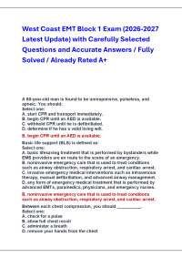 West Coast EMT Block 1 Exam (2026-2027) with Carefully Selected Questions and Answers
