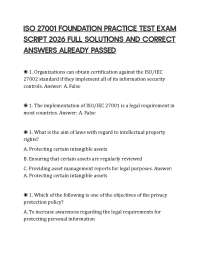 ISO 27001 FOUNDATION PRACTICE TEST EXAM SCRIPT 2026 FULL SOLUTIONS AND CORRECT ANSWERS ALR