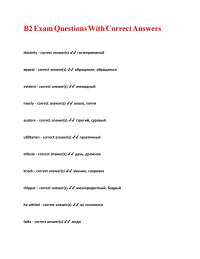B2 Exam Questions With Correct Answers.