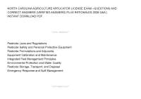 NORTH CAROLINA AGRICULTURE APPLICATOR LICENSE EXAM –QUESTIONS AND CORRECT ANSWERS (VERIFIE