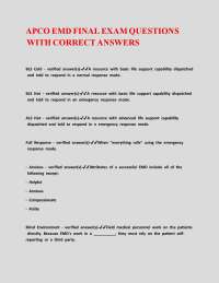 APCO EMD FINAL EXAM QUESTIONS WITH CORRECT ANSWERS