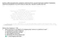 NORTH CAROLINA MACHINE LEARNING CERTIFICATION –QUESTIONS AND CORRECT ANSWERS (VERIFIED ANS