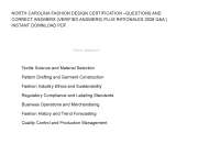 NORTH CAROLINA FASHION DESIGN CERTIFICATION –QUESTIONS AND CORRECT ANSWERS (VERIFIED ANSWE