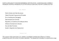 NORTH CAROLINA PYTHON PROGRAMMING CERTIFICATION –QUESTIONS AND CORRECT ANSWERS (VERIFIED A