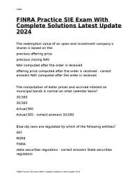 FINRA Practice SIE Exam With Complete Solutions Latest Update 2024