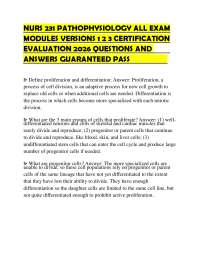 NURS 231 PATHOPHYSIOLOGY ALL EXAM MODULES VERSIONS 1 2 3 CERTIFICATION EVALUATION 2026