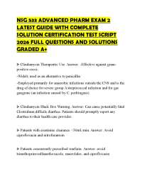 NSG 533 ADVANCED PHARM EXAM 2 LATEST GUIDE WITH COMPLETE SOLUTION CERTIFICATION TEST SCRIP