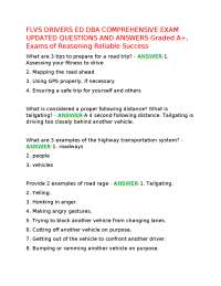 FLVS DRIVERS ED DBA COMPREHENSIVE EXAM UPDATED QUESTIONS AND ANSWERS Graded A+, Exams of R