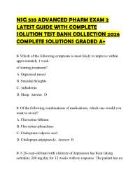 NSG 533 ADVANCED PHARM EXAM 2 LATEST GUIDE WITH COMPLETE SOLUTION TEST BANK COLLECTION 202