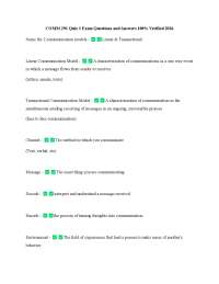 COMM 291 Quiz 1 Exam Questions and Answers 100% Verified 2026