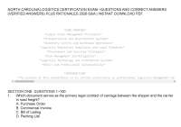 NORTH CAROLINA LOGISTICS CERTIFICATION EXAM –QUESTIONS AND CORRECT ANSWERS (VERIFIED ANSWE