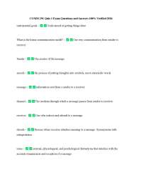 COMM 291 Quiz 1 Exam Questions and Answers 100% Verified 2026