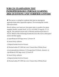 NURS 231 EXAMINATION TEST PATHOPHYSIOLOGY PORTAGE LEARNING 2026 QUESTIONS AND ANSWERS