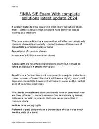 FINRA SIE Exam With complete solutions latest update 2024