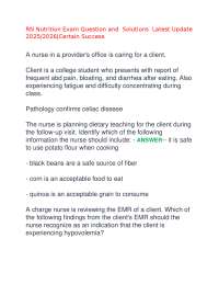 RN Nutrition Exam Question and Solutions Latest Update 2025/2026|Certain Success