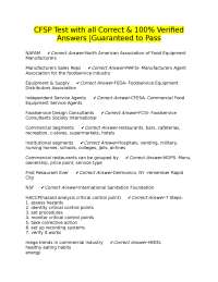 CFSP Test with all Correct & 100% Verified Answers |Guaranteed to Pass