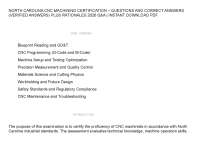 NORTH CAROLINA CNC MACHINING CERTIFICATION – QUESTIONS AND CORRECT ANSWERS (VERIFIED ANSWE