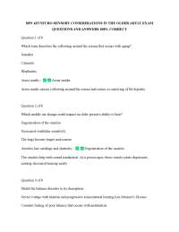 BSN 425 NEURO-SENSORY CONSIDERATIONS IN THE OLDER ADULT EXAM QUESTIONS AND ANSWERS 100% CO