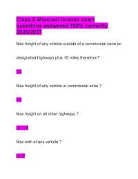 Class E Missouri license exam questions answered 100% correctly 2026/2027