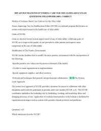 BSN 425 FOUNDATIONS OF NURSING CARE FOR THE OLDER ADULT EXAM QUESTIONS AND ANSWERS 100% CO