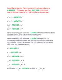 Pure Maths Master Calculus With Ease| Question and ANSWER | Professor Verified ANSWERs| Ed